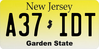 NJ license plate A37IDT