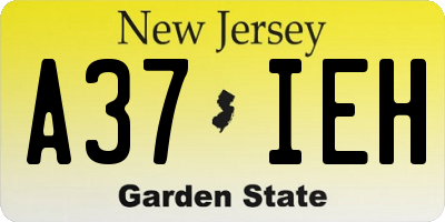NJ license plate A37IEH