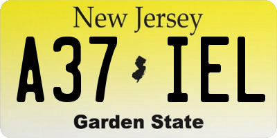 NJ license plate A37IEL