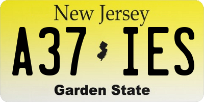 NJ license plate A37IES