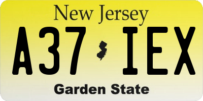 NJ license plate A37IEX