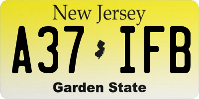 NJ license plate A37IFB