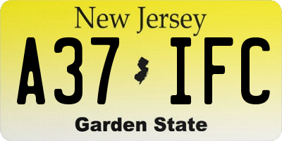 NJ license plate A37IFC