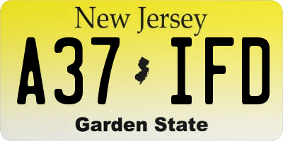 NJ license plate A37IFD