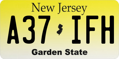 NJ license plate A37IFH