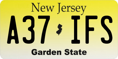 NJ license plate A37IFS