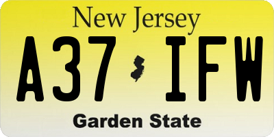 NJ license plate A37IFW