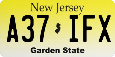 NJ license plate A37IFX