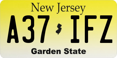 NJ license plate A37IFZ