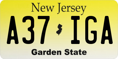NJ license plate A37IGA