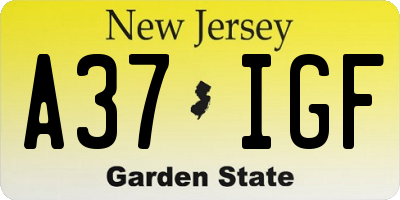 NJ license plate A37IGF