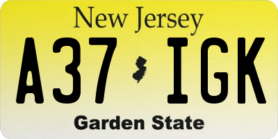 NJ license plate A37IGK