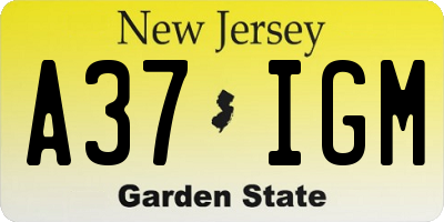 NJ license plate A37IGM