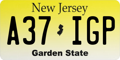 NJ license plate A37IGP