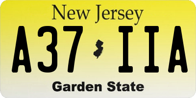 NJ license plate A37IIA