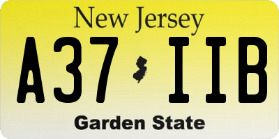 NJ license plate A37IIB