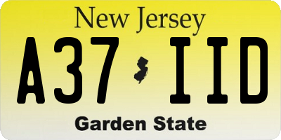 NJ license plate A37IID