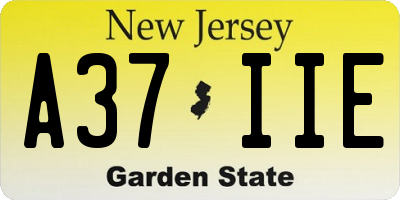 NJ license plate A37IIE
