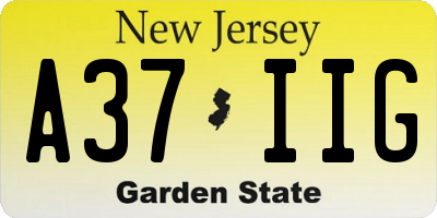 NJ license plate A37IIG