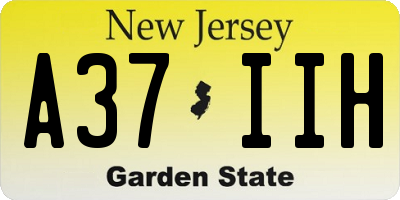 NJ license plate A37IIH