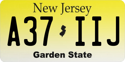 NJ license plate A37IIJ