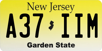 NJ license plate A37IIM