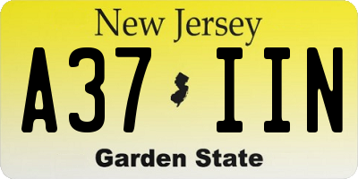 NJ license plate A37IIN