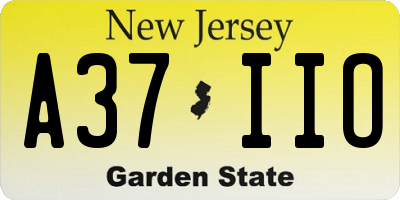 NJ license plate A37IIO