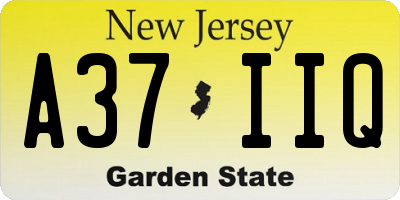 NJ license plate A37IIQ