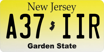 NJ license plate A37IIR