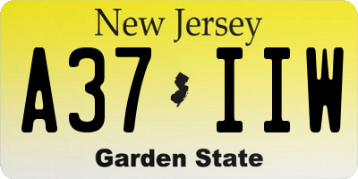 NJ license plate A37IIW