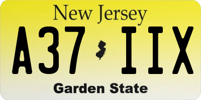 NJ license plate A37IIX