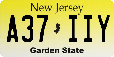 NJ license plate A37IIY