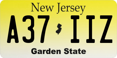 NJ license plate A37IIZ