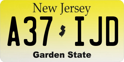 NJ license plate A37IJD