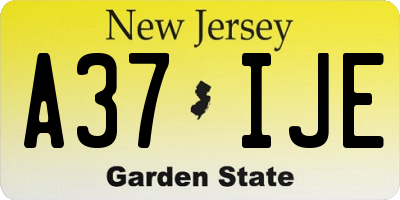 NJ license plate A37IJE