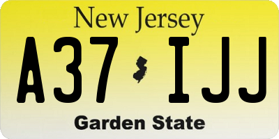 NJ license plate A37IJJ
