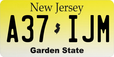 NJ license plate A37IJM