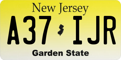 NJ license plate A37IJR