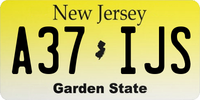 NJ license plate A37IJS