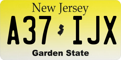 NJ license plate A37IJX