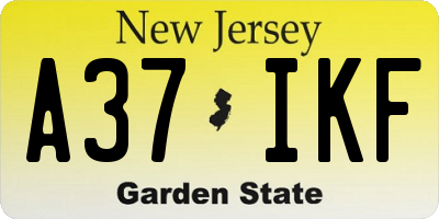 NJ license plate A37IKF