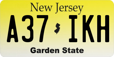 NJ license plate A37IKH
