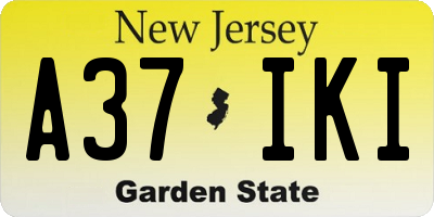NJ license plate A37IKI