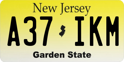 NJ license plate A37IKM