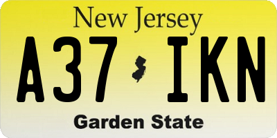 NJ license plate A37IKN