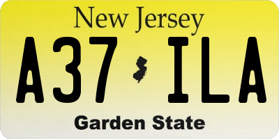 NJ license plate A37ILA