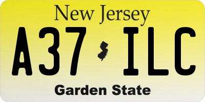NJ license plate A37ILC