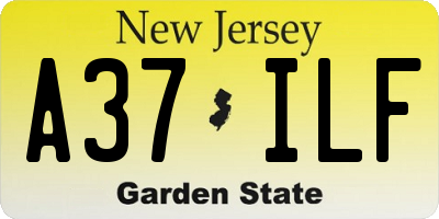 NJ license plate A37ILF