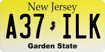 NJ license plate A37ILK